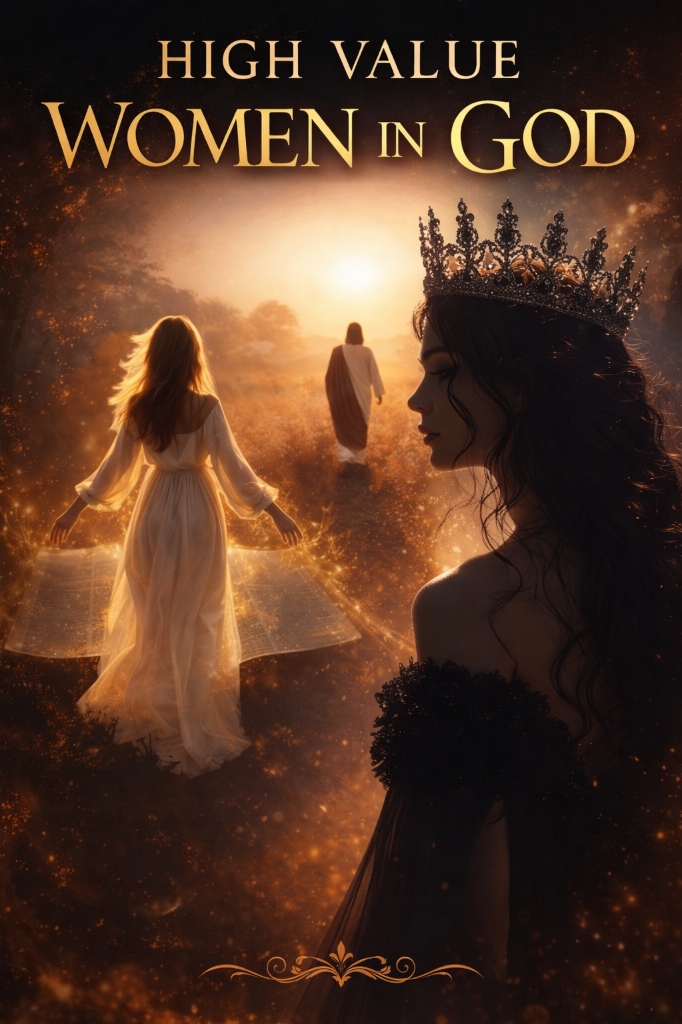 Divine woman walking towards light